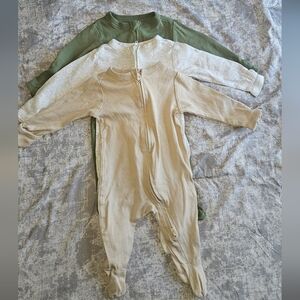 Neutral & Olive Zip Front Baby One-Piece Pack